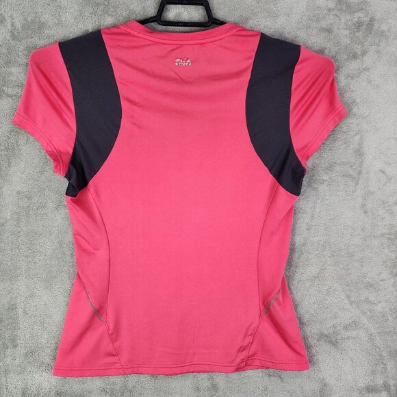 Women's Fila Sport Shirt V-Neck Performance Pink & Black Short Sleeve Size M - Picture 6 of 9